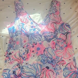 Lilly Pulitzer Pink and Blue Floral Tank Top